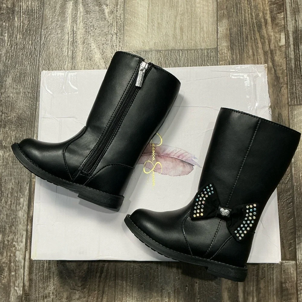 Jessica Simpson Black Little Girls' Mid-Calf Boots with Bow Size 7